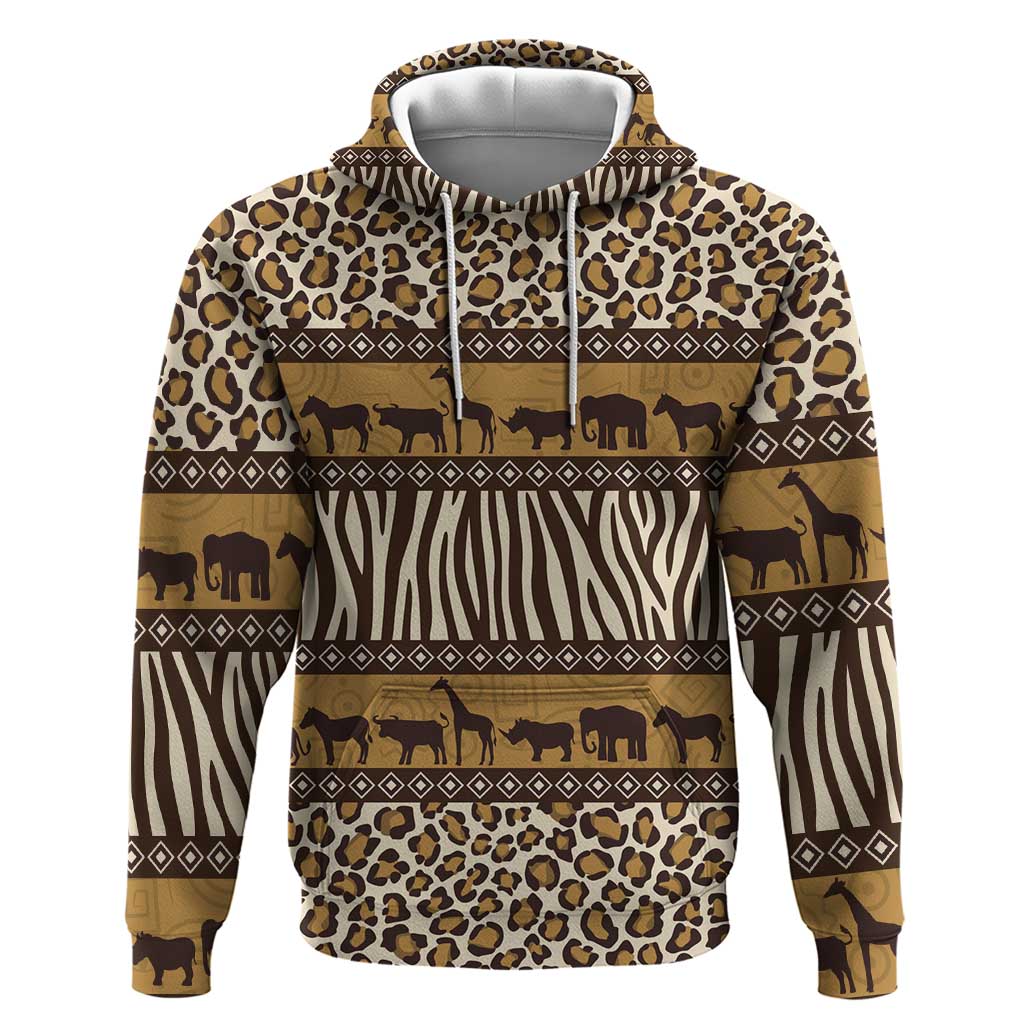 Leopards and Zebra Skins Zip Hoodie Mix African Pattern