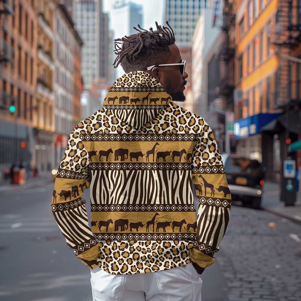 Leopards and Zebra Skins Zip Hoodie Mix African Pattern