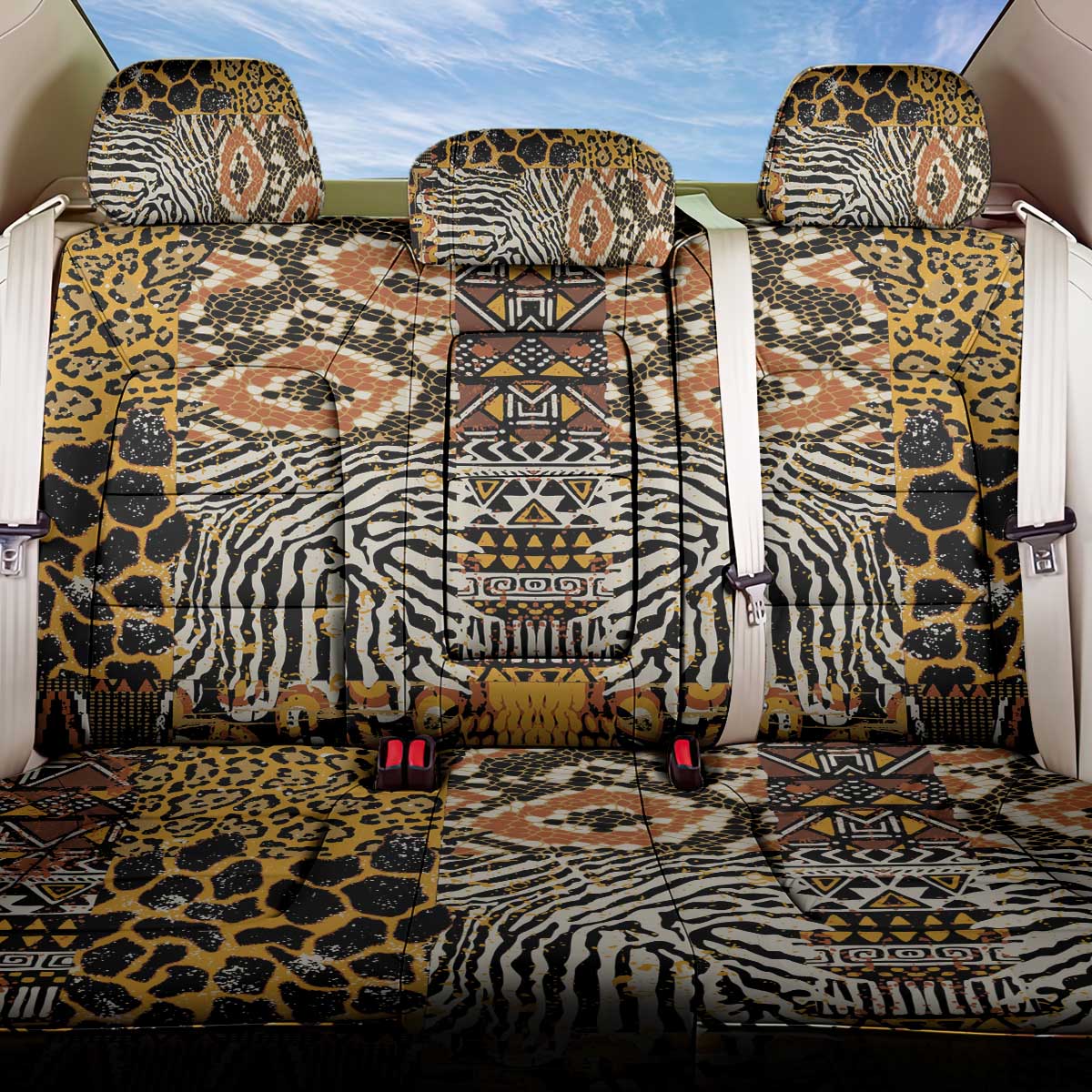 Wild Animal Skins Back Car Seat Cover African Tribal Pattern