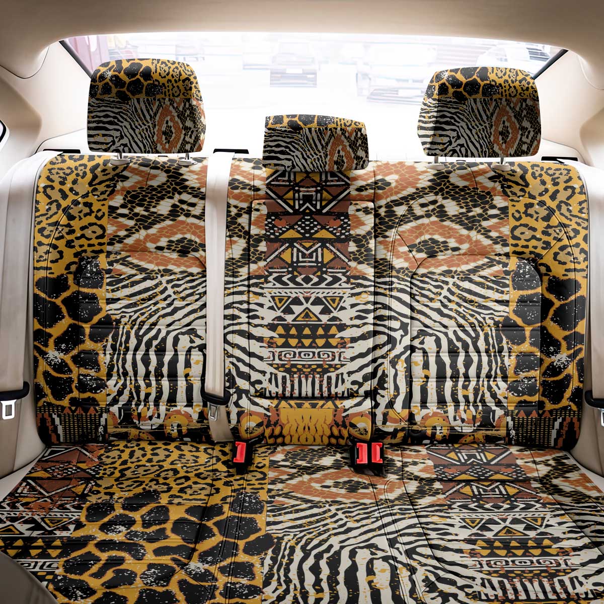 Wild Animal Skins Back Car Seat Cover African Tribal Pattern