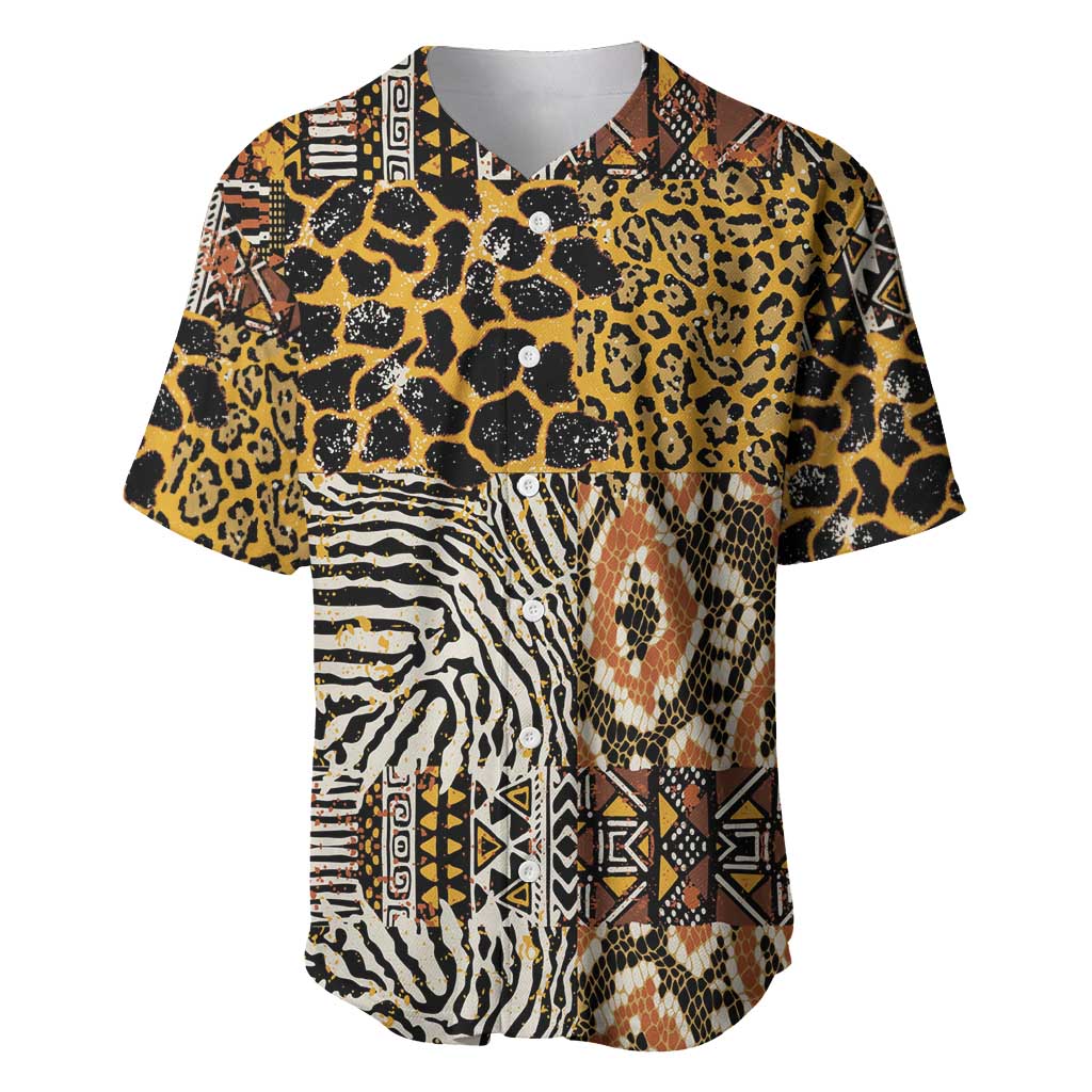 Wild Animal Skins Baseball Jersey African Tribal Pattern