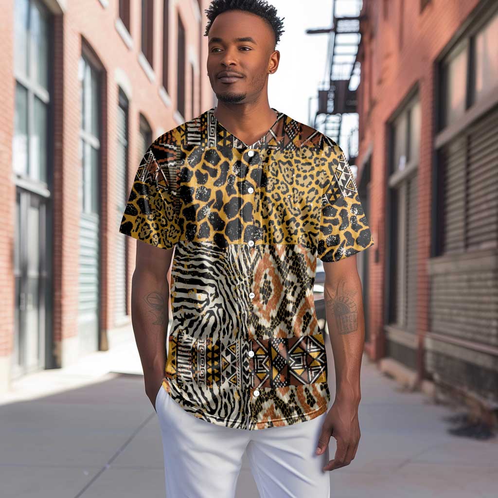 Wild Animal Skins Baseball Jersey African Tribal Pattern