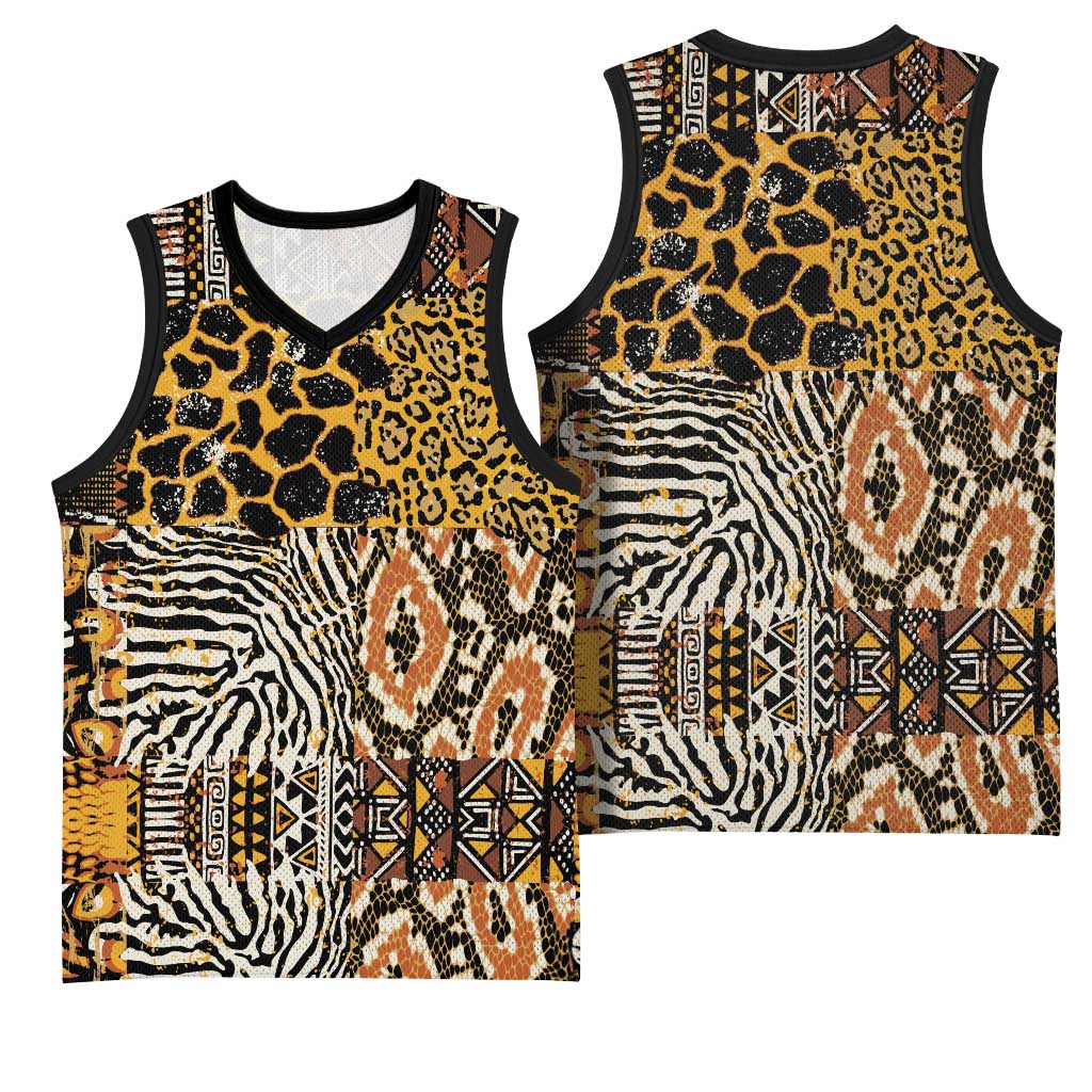 Wild Animal Skins Basketball Jersey African Tribal Pattern - African Pride
