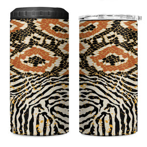 Wild Animal Skins 4 in 1 Can Cooler Tumbler African Tribal Pattern