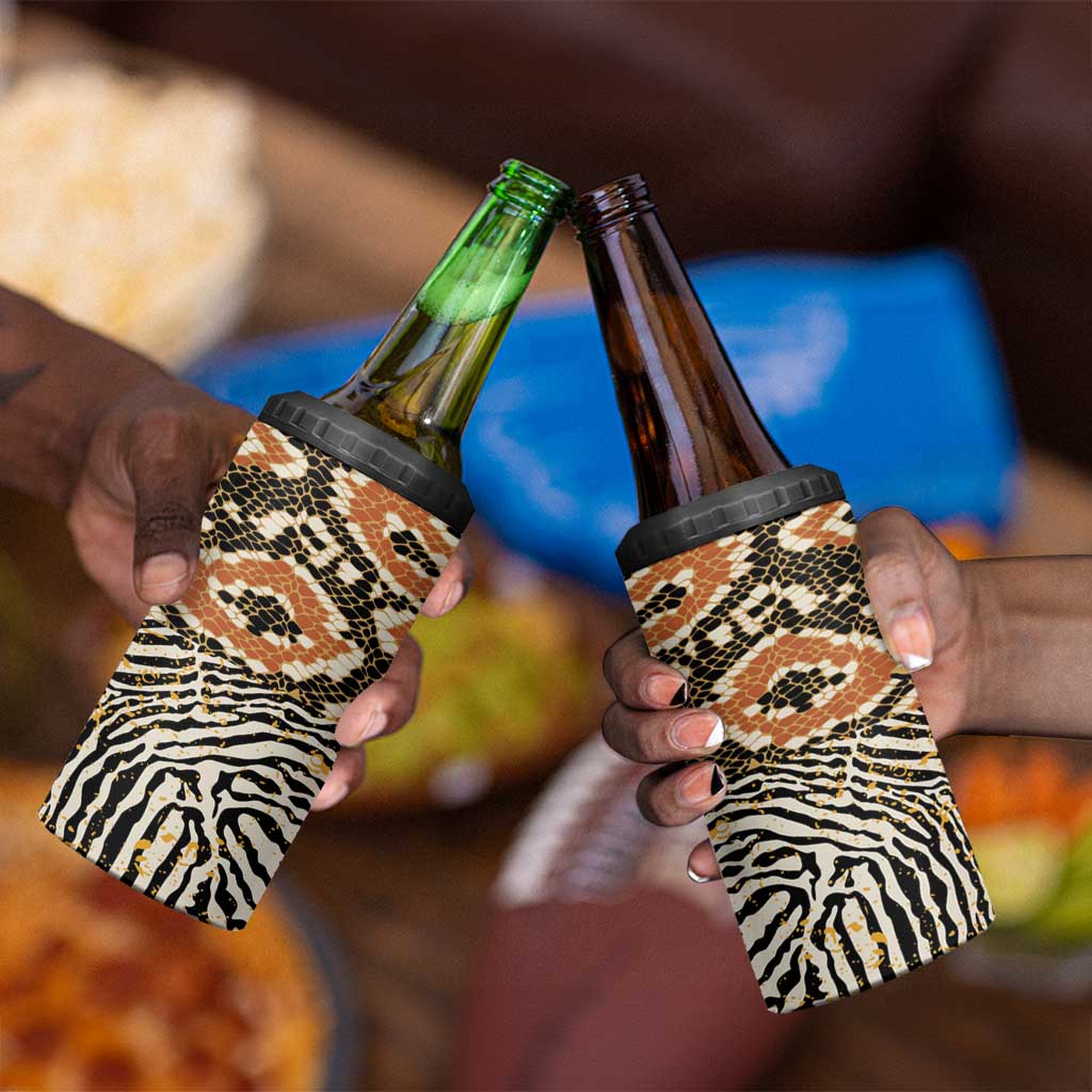 Wild Animal Skins 4 in 1 Can Cooler Tumbler African Tribal Pattern