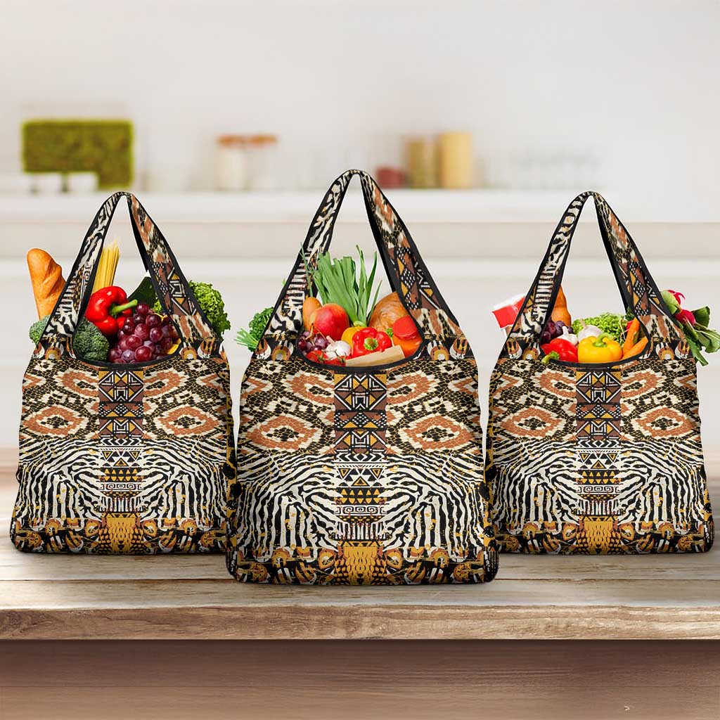 Wild Animal Skins Grocery Bag African Tribal Pattern