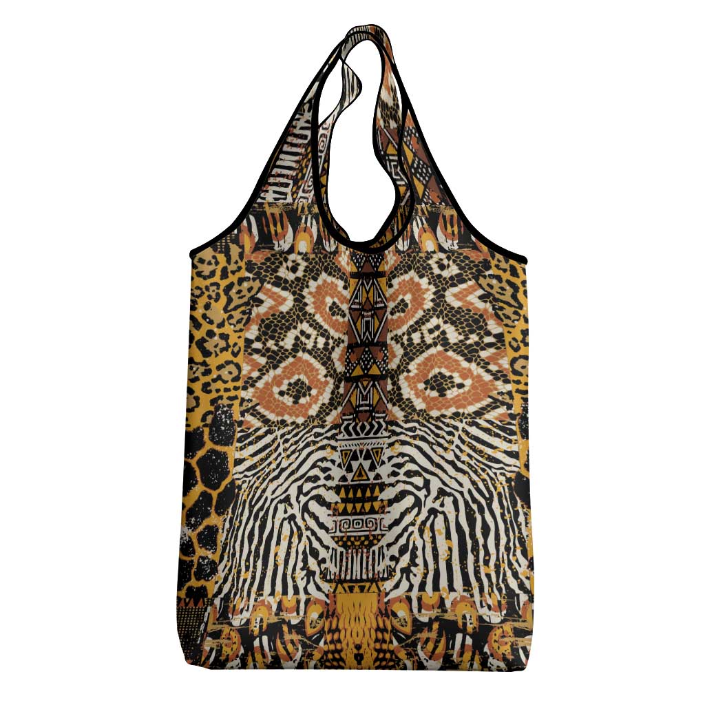 Wild Animal Skins Grocery Bag African Tribal Pattern