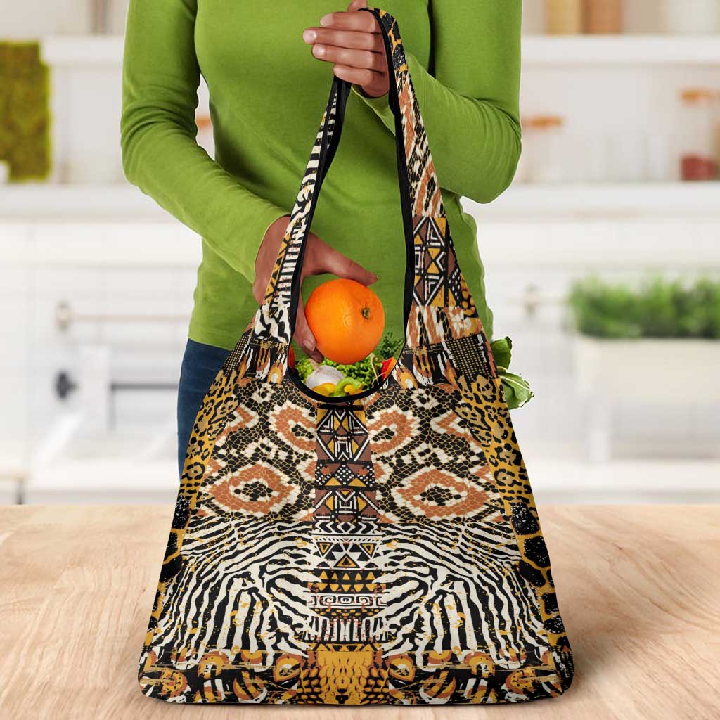 Wild Animal Skins Grocery Bag African Tribal Pattern
