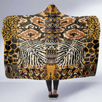 Wild Animal Skins Hooded Blanket African Tribal Pattern
