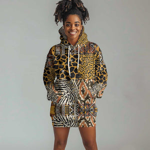 Wild Animal Skins Hoodie Dress African Tribal Pattern
