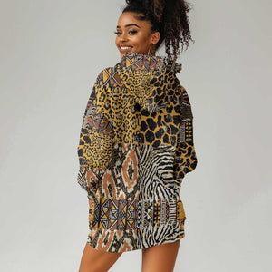 Wild Animal Skins Hoodie Dress African Tribal Pattern