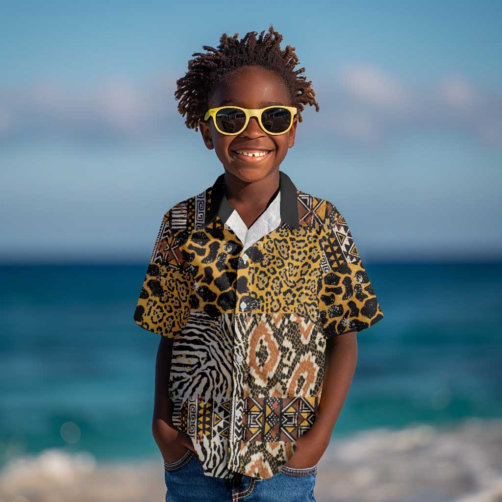 Wild Animal Skins Kid Hawaiian Shirt African Tribal Pattern