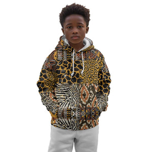 Wild Animal Skins Kid Hoodie African Tribal Pattern