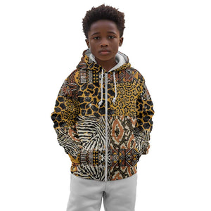 Wild Animal Skins Kid Hoodie African Tribal Pattern