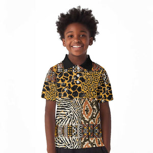 Wild Animal Skins Kid Polo Shirt African Tribal Pattern