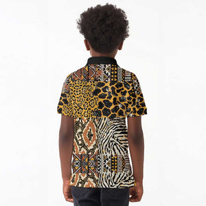 Wild Animal Skins Kid Polo Shirt African Tribal Pattern
