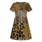 Wild Animal Skins Kid Short Sleeve Dress African Tribal Pattern