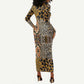Wild Animal Skins Long Sleeve Bodycon Dress African Tribal Pattern LT15