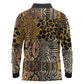 Wild Animal Skins Long Sleeve Polo Shirt African Tribal Pattern