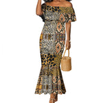 Wild Animal Skins Mermaid Dress African Tribal Pattern