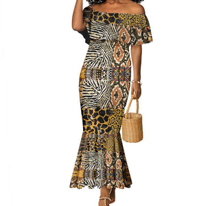 Wild Animal Skins Mermaid Dress African Tribal Pattern
