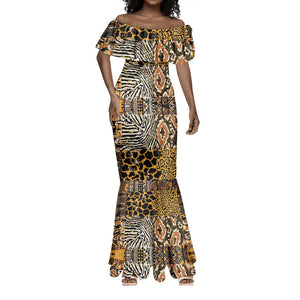 Wild Animal Skins Mermaid Dress African Tribal Pattern