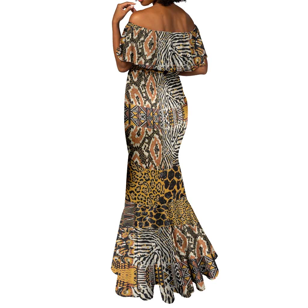 Wild Animal Skins Mermaid Dress African Tribal Pattern