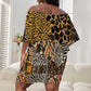 Wild Animal Skins Off Shoulder Short Dress African Tribal Pattern