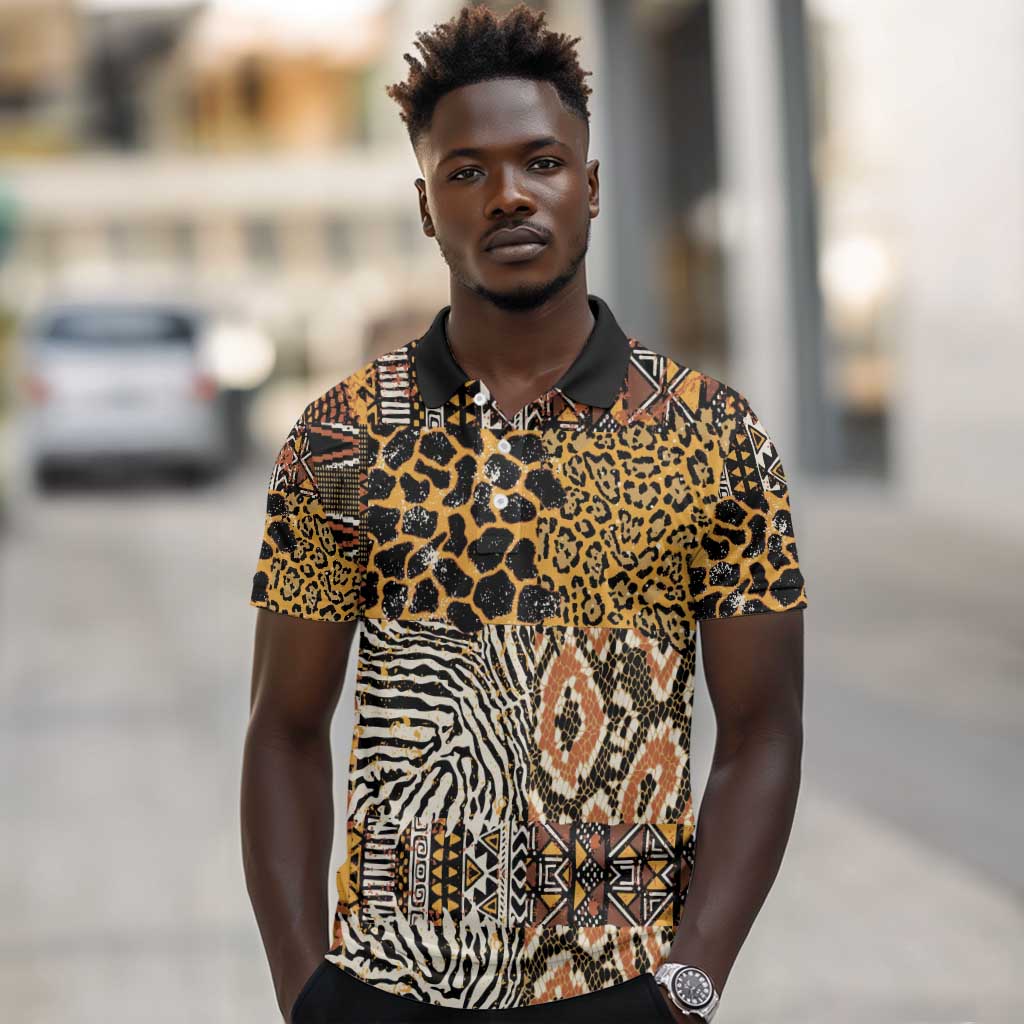 Wild Animal Skins Polo Shirt African Tribal Pattern