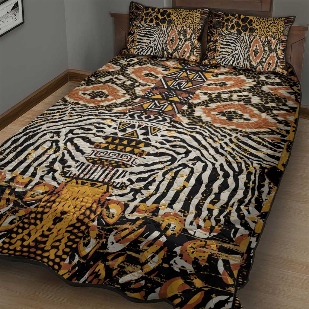 Wild Animal Skins Quilt Bed Set African Tribal Pattern