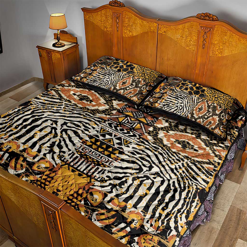 Wild Animal Skins Quilt Bed Set African Tribal Pattern