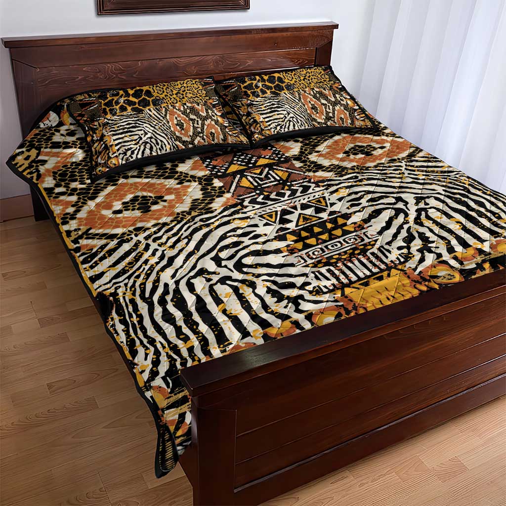 Wild Animal Skins Quilt Bed Set African Tribal Pattern