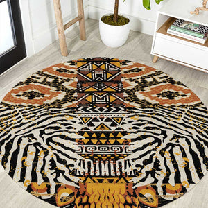 Wild Animal Skins Round Carpet African Tribal Pattern