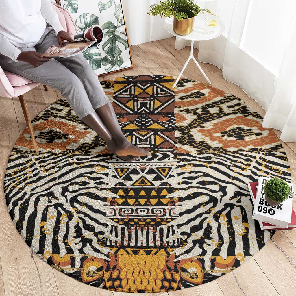 Wild Animal Skins Round Carpet African Tribal Pattern