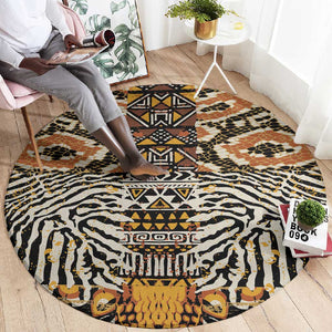 Wild Animal Skins Round Carpet African Tribal Pattern