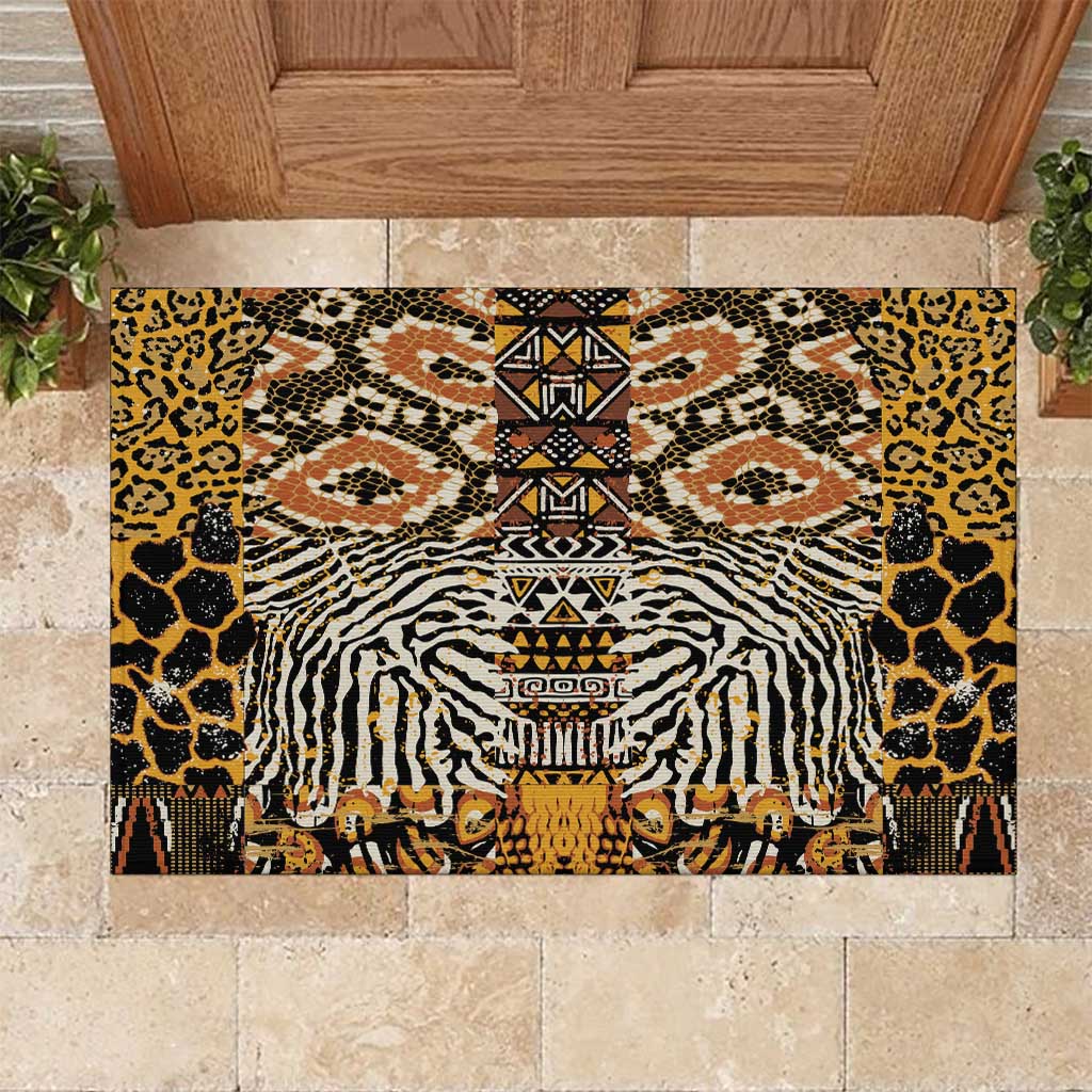 Wild Animal Skins Rubber Doormat African Tribal Pattern