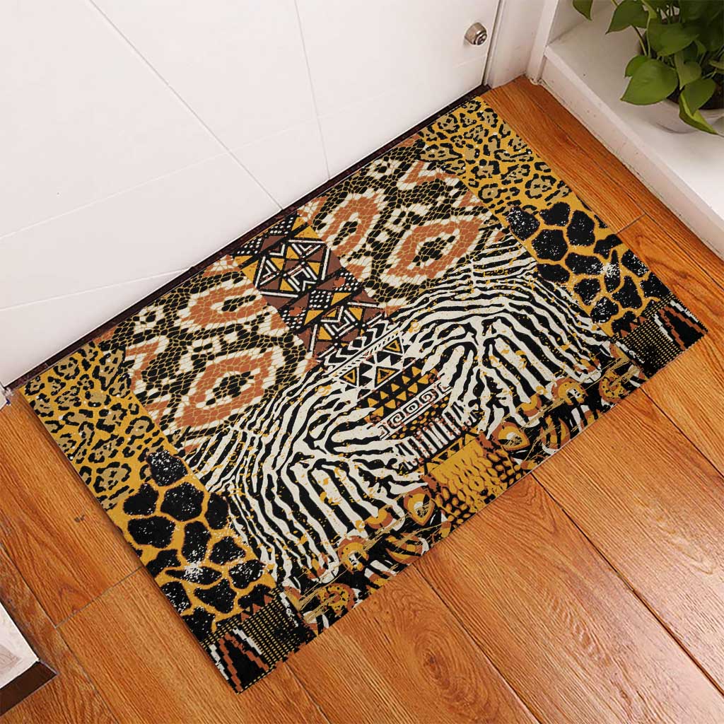 Wild Animal Skins Rubber Doormat African Tribal Pattern