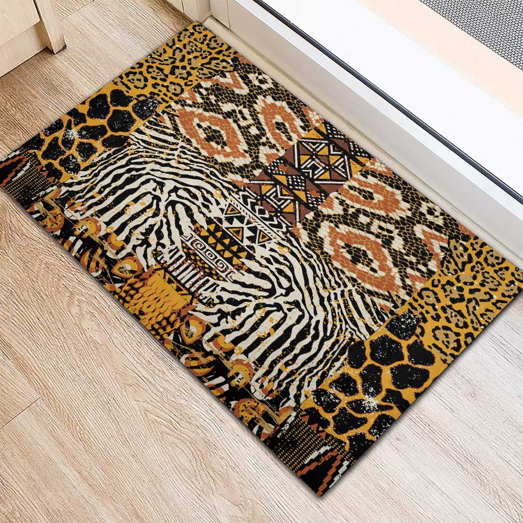 Wild Animal Skins Rubber Doormat African Tribal Pattern