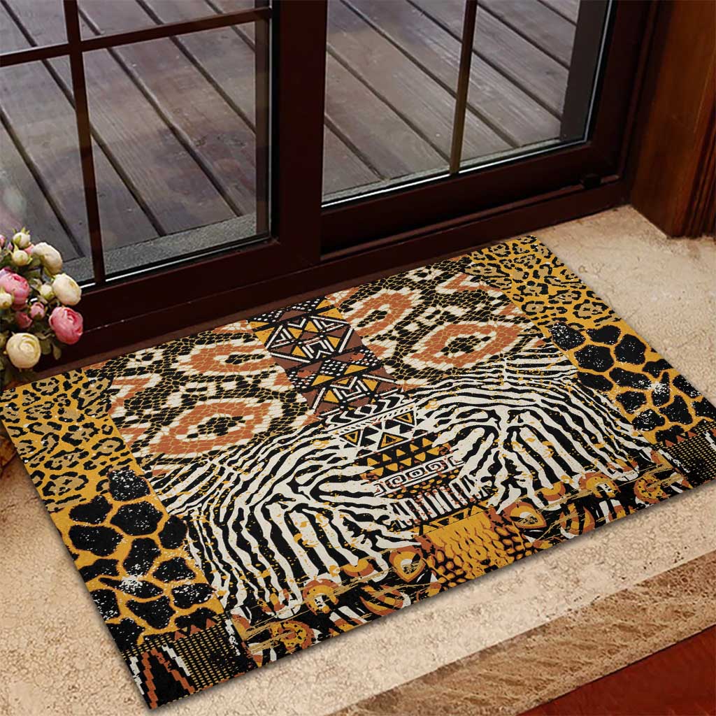 Wild Animal Skins Rubber Doormat African Tribal Pattern