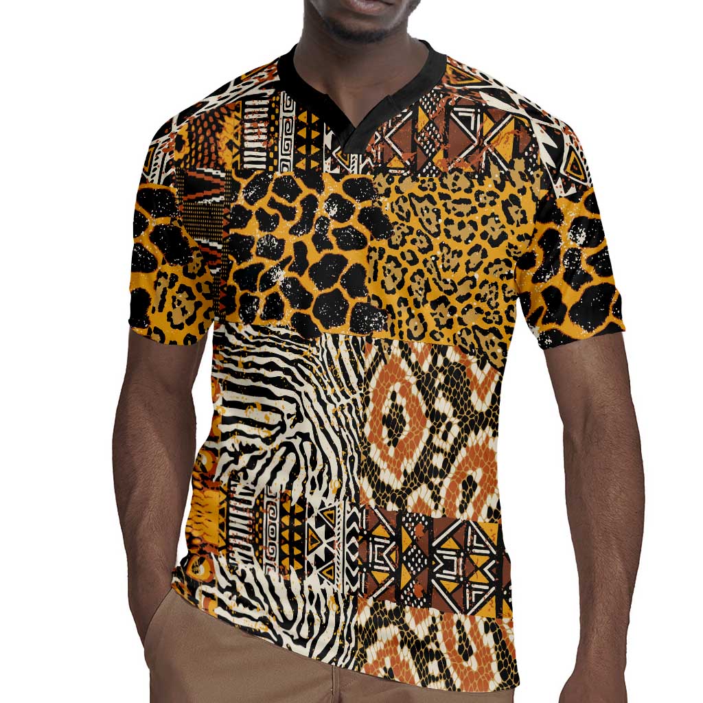 Wild Animal Skins Rugby Jersey African Tribal Pattern