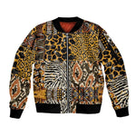 Wild Animal Skins Sleeve Zip Bomber Jacket African Tribal Pattern