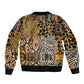 Wild Animal Skins Sleeve Zip Bomber Jacket African Tribal Pattern