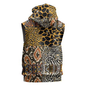 Wild Animal Skins Sleeveless Hoodie African Tribal Pattern - African Pride