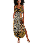 Wild Animal Skins Summer Maxi Dress African Tribal Pattern
