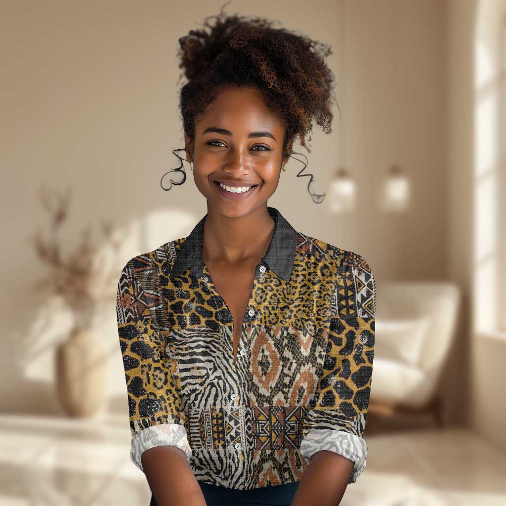 Wild Animal Skins Women Casual Shirt African Tribal Pattern