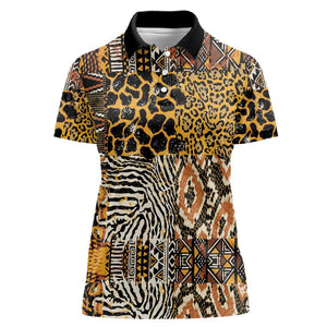Wild Animal Skins Women Polo Shirt African Tribal Pattern