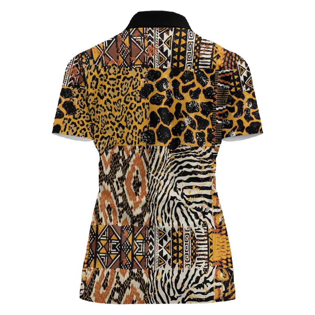 Wild Animal Skins Women Polo Shirt African Tribal Pattern