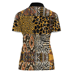 Wild Animal Skins Women Polo Shirt African Tribal Pattern