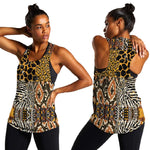 Wild Animal Skins Women Racerback Tank African Tribal Pattern