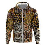 Wild Animal Skins Zip Hoodie African Tribal Pattern